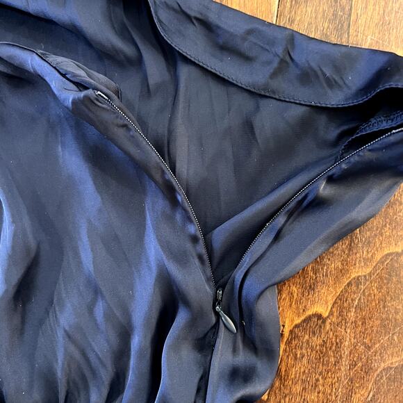 ZARA Wrinkled-Effect Asymmetrical JUMPSUIT Off One Shoulder Navy Blue Size M NWT - Picture 6 of 9